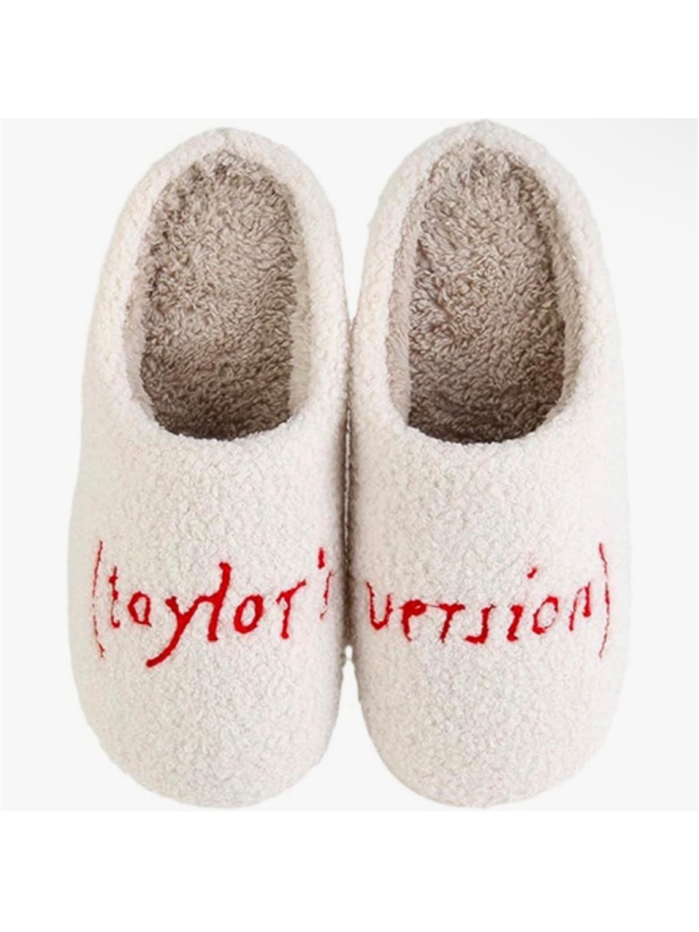 Taylor Swift “Taylor’s Version” Slippers – Women’s US 9.5/10 Cream Red